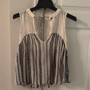 Free People Lightweight Cotton Striped Sleeveless Top with Open Tie Back